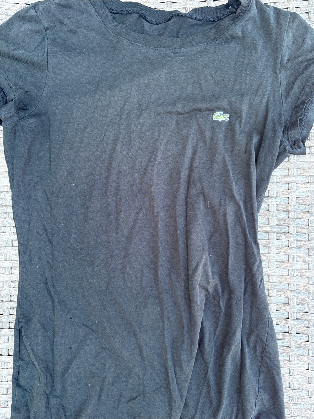 Lacoste Black Short Sleeve Crew Neck T-Shirt with Green Crocodile